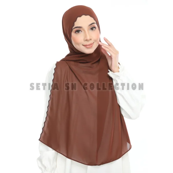 Shawl Chiffon Sulam Halus – Flowy, Elegan & Selesa! - Image 3