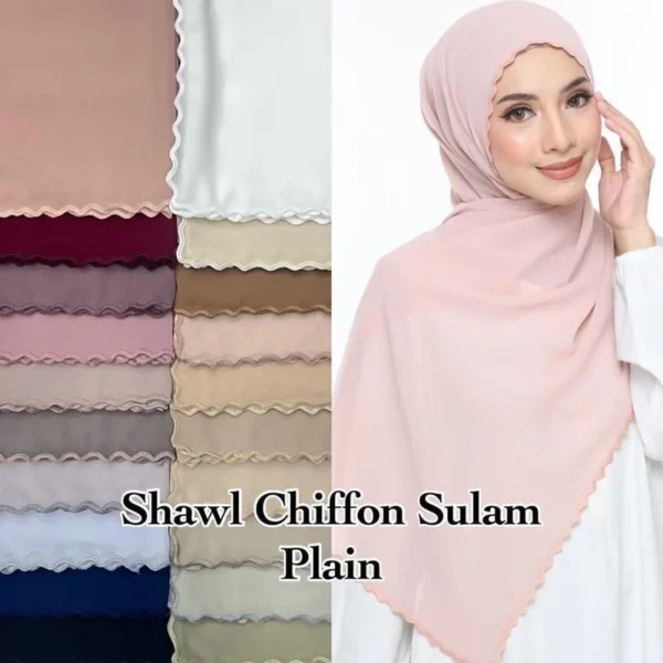 Shawl Chiffon Sulam Halus – Flowy, Elegan & Selesa!